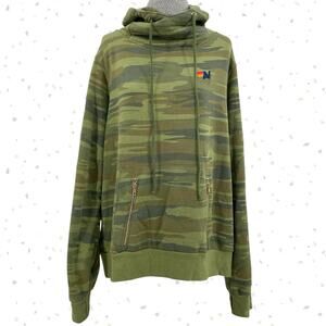 Aviator Nation Ninja Hoodie Green Camouflage Pullover Style Hoody Unisex Size XL